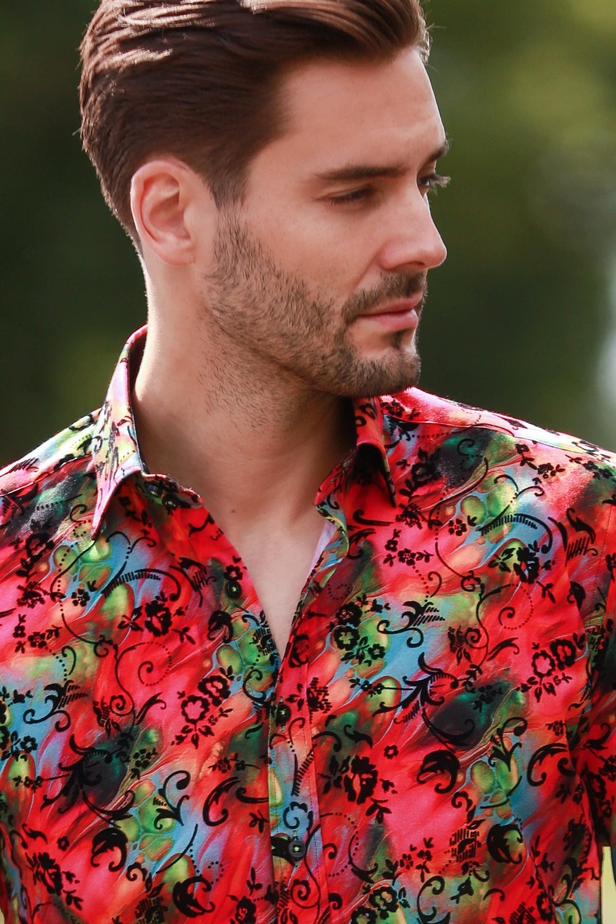Marble Tie-Dye Shirt with Flocking Detail
