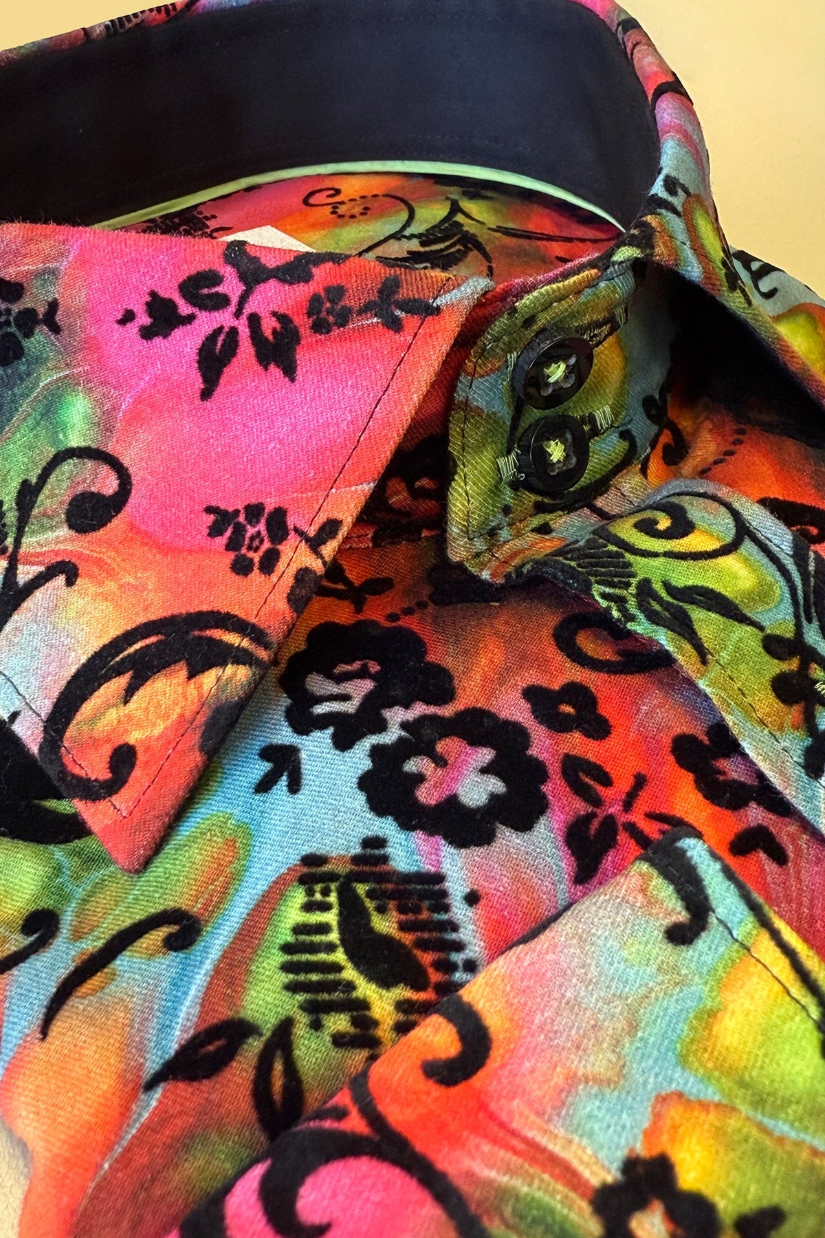 Marble Tie-Dye Shirt with Flocking Detail