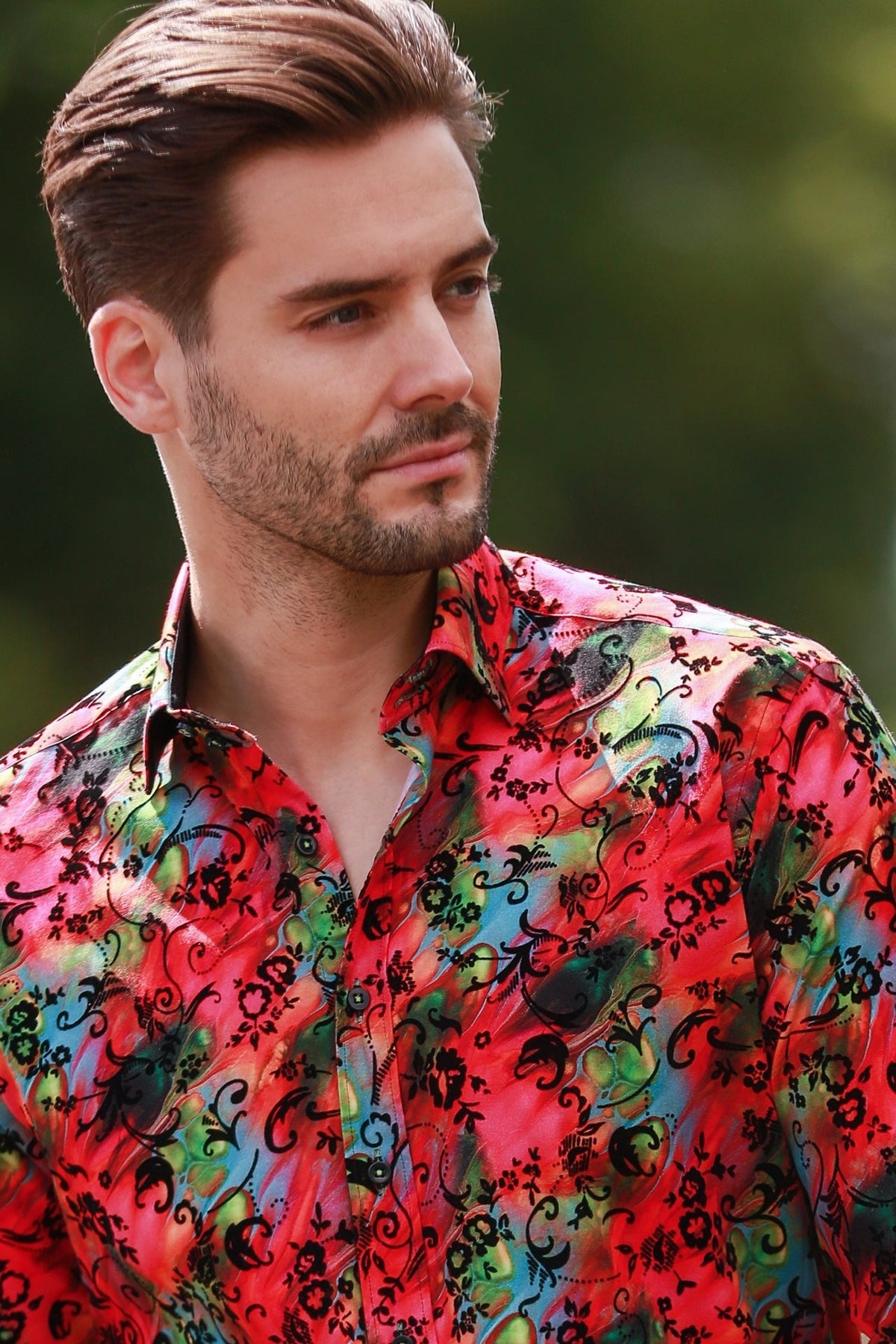 Marble Tie-Dye Shirt with Flocking Detail