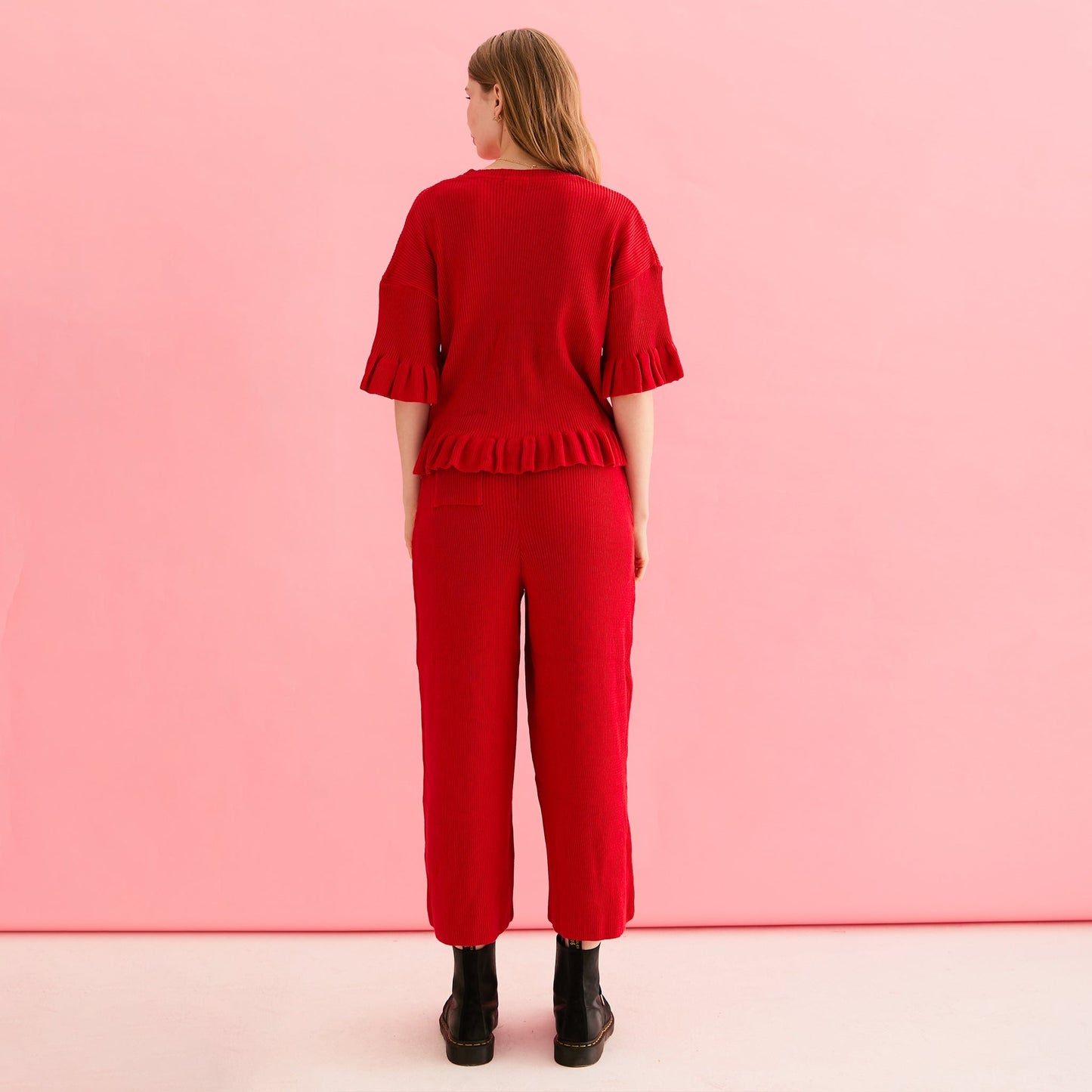 Marlow Ruffle Co-Ord Cardigan - Red