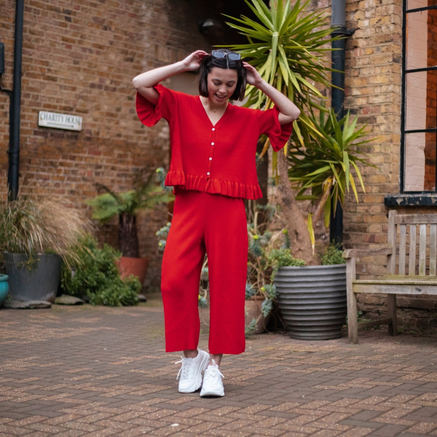 Marlow Ruffle Co-Ord Cardigan - Red
