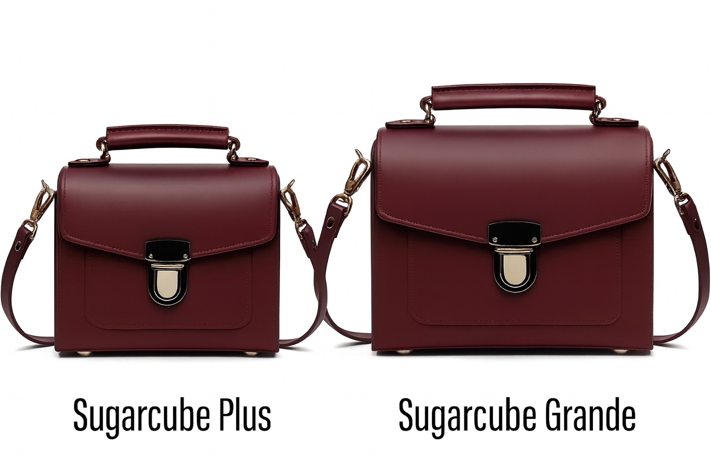 Handmade Leather Sugarcube Handbag - Marsala Red