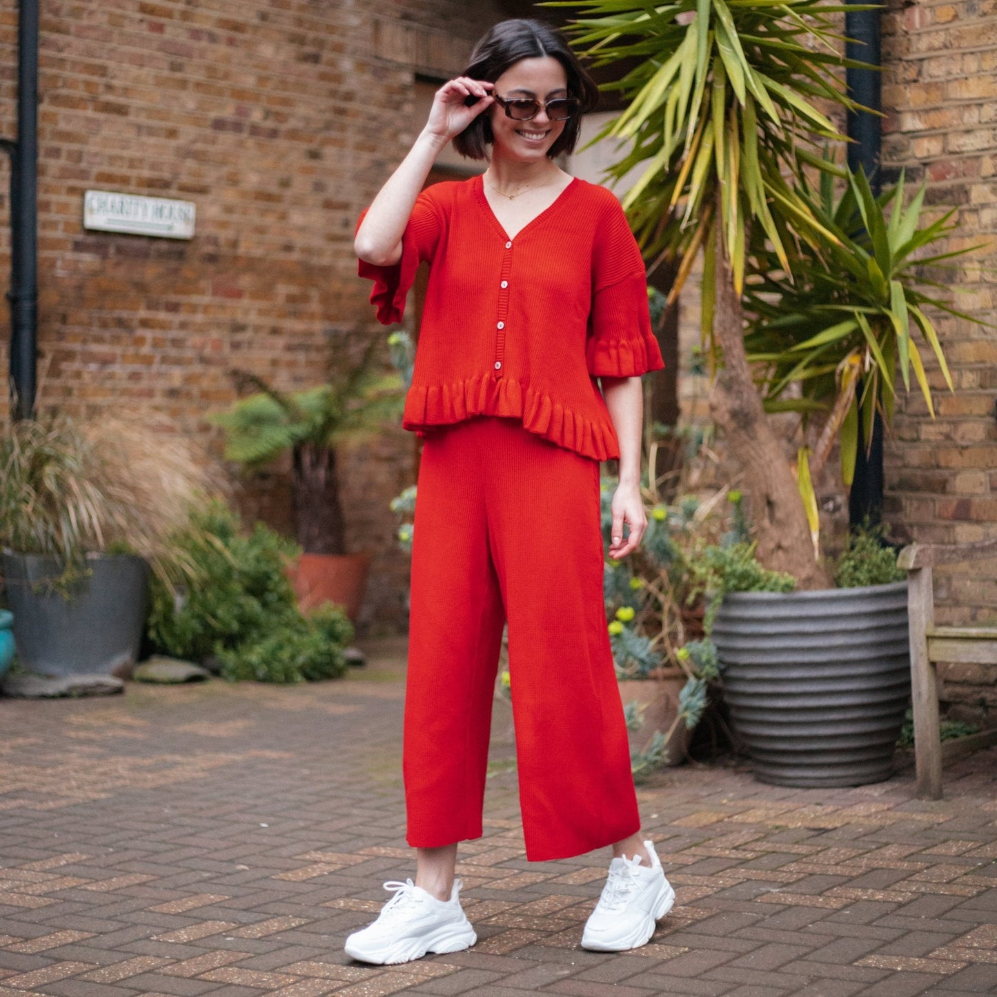 Marlow Ruffle Co-Ord Cardigan - Red