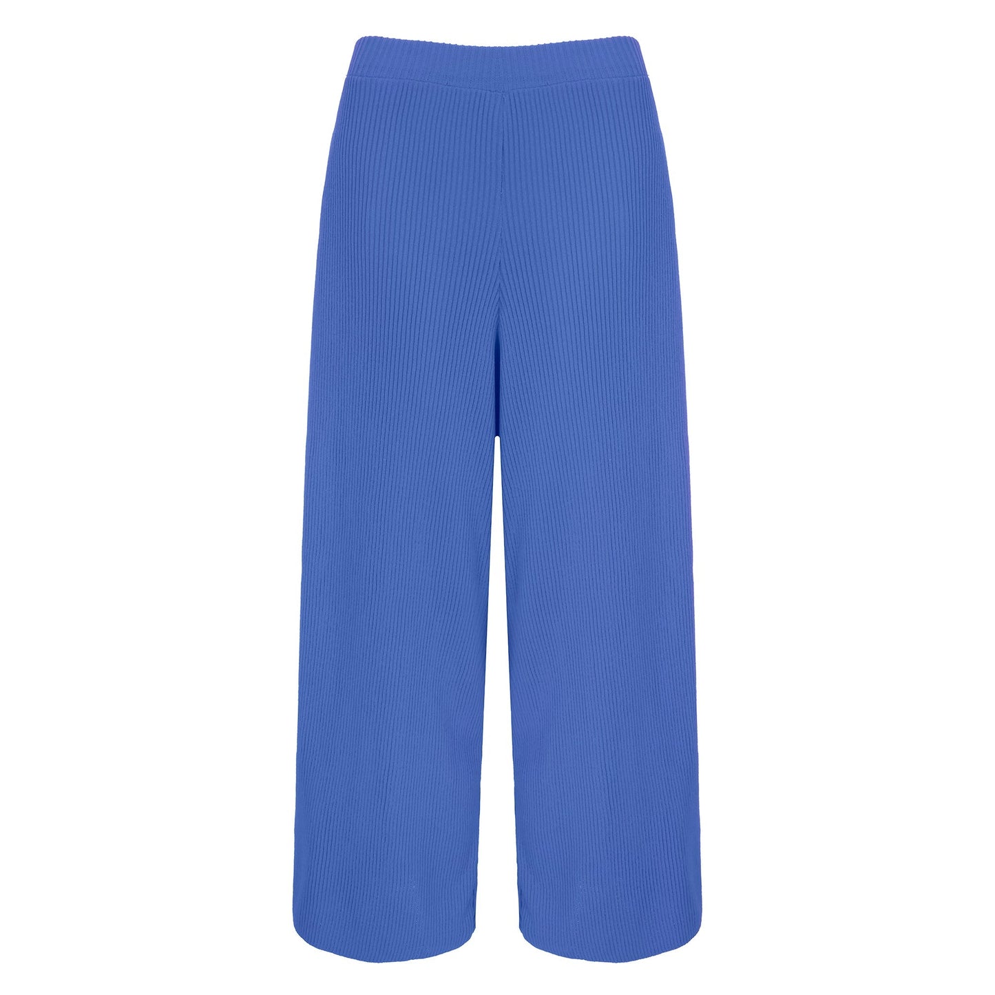 Martha Wide Leg Knitted Trousers - Cornflower Blue
