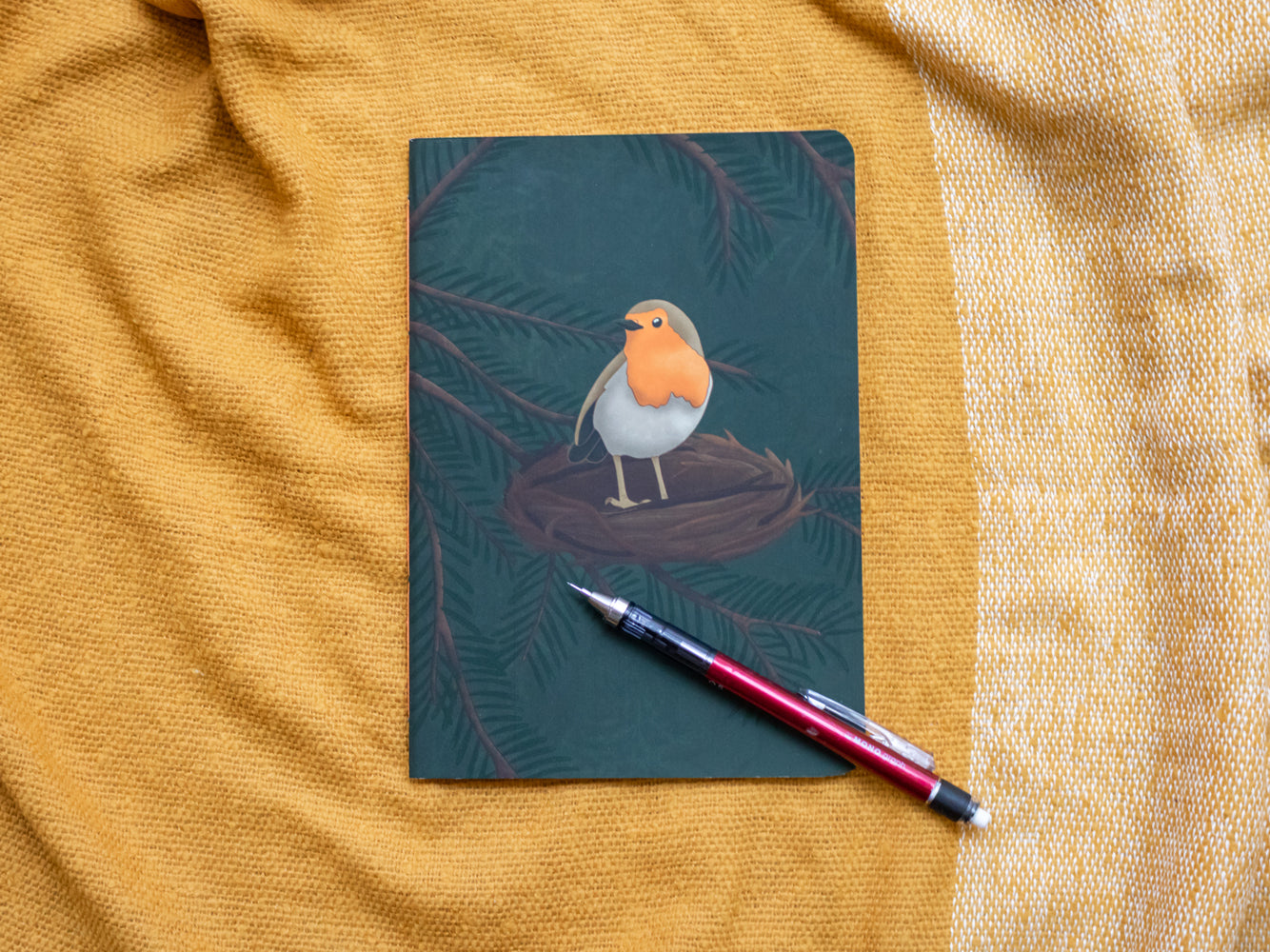 A5 Handmade Notebook with Robin Design