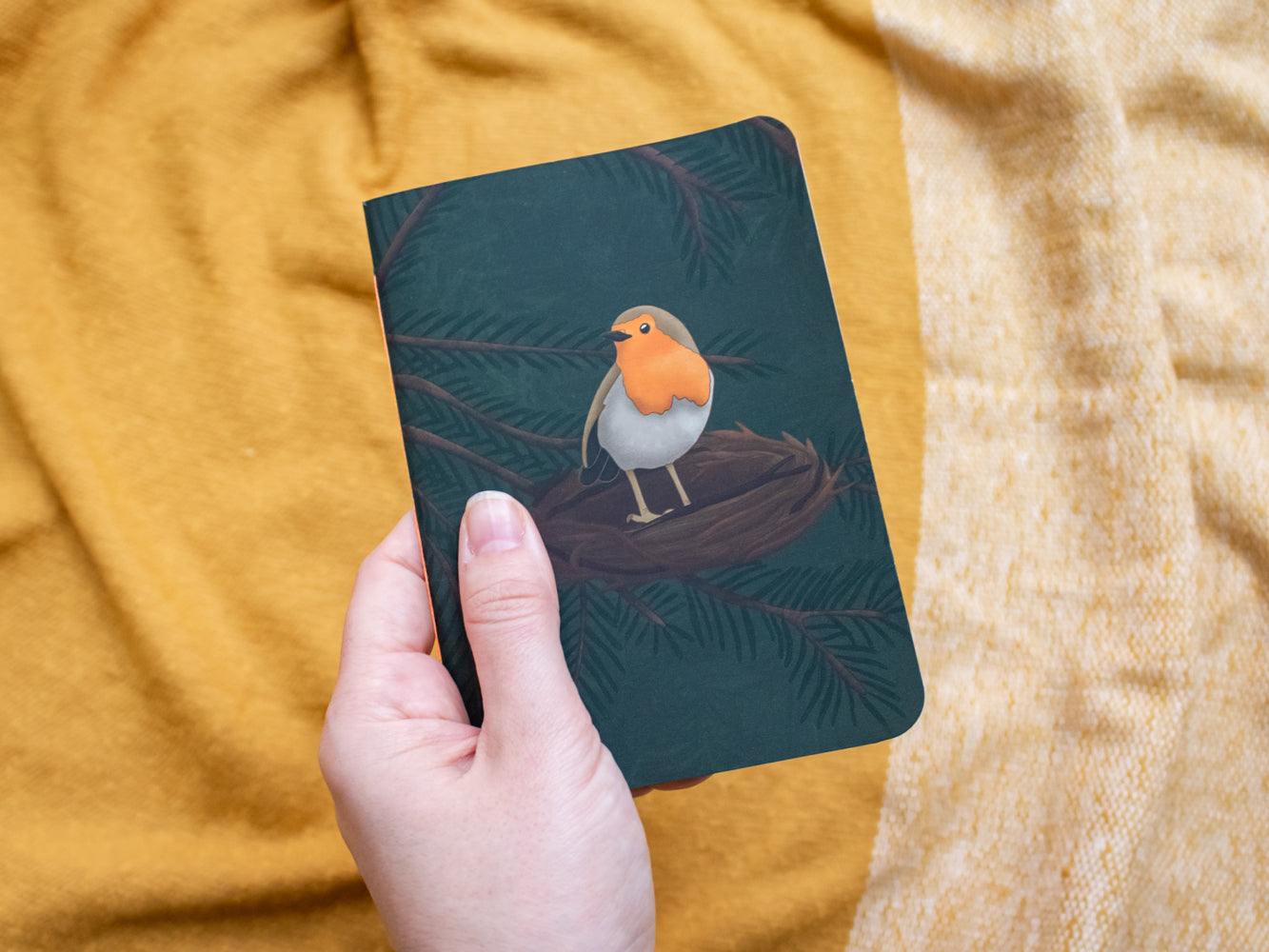 A6 Handmade Notebook with Robin Design