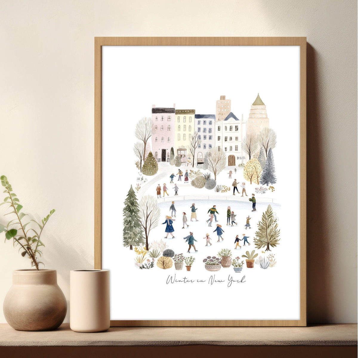 Master Bedroom Art Above Bed Winter New York Manhattan Wall Art Prints | "Winter in New York" | Set of 3