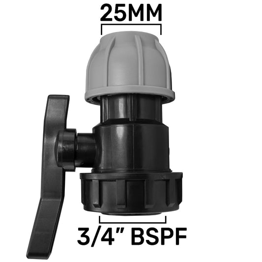 MDPE Valve 25mm - 3/4" BSPF