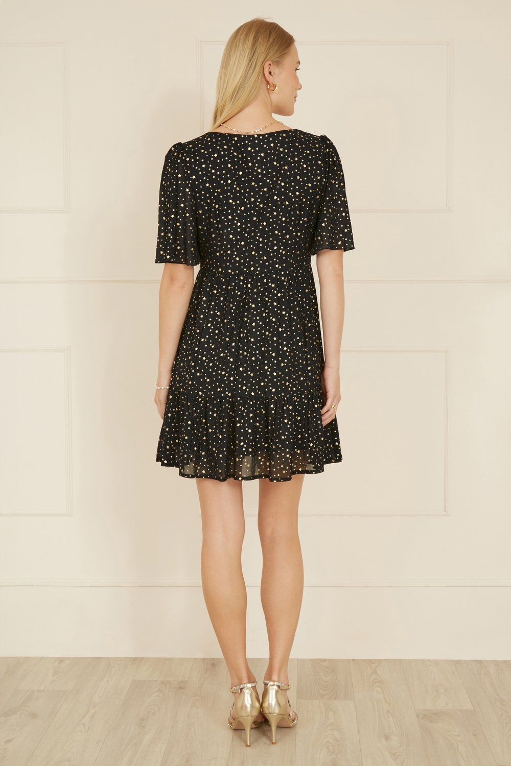 Mela Black Star Print Skater Dress