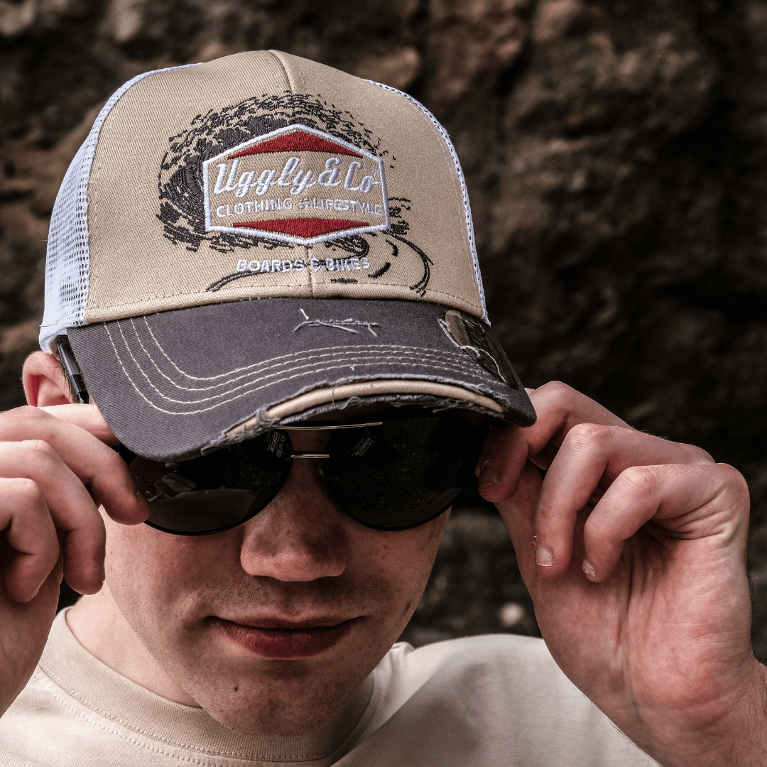 Beige Surf Diamond Trucker Hat