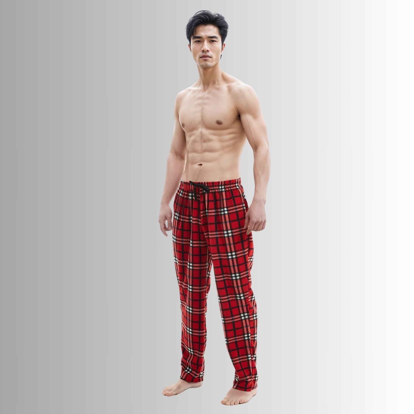 Men's Fleece Pajama Pants in Red and Black - Comfort and Style