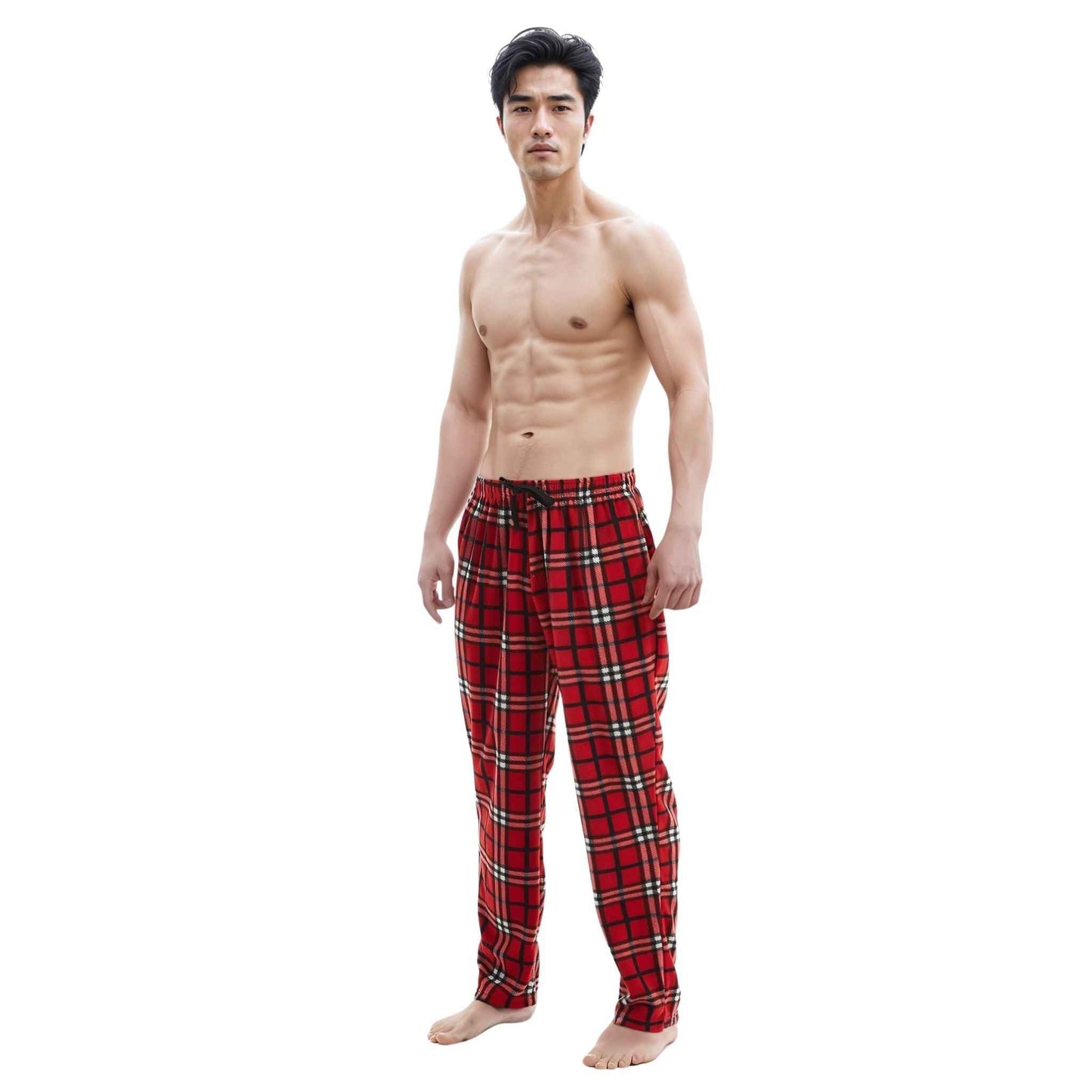 Men's Fleece Pajama Pants in Red and Black - Comfort and Style