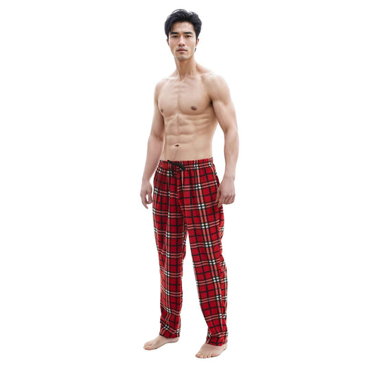 Men's Fleece Pajama Pants in Red and Black - Comfort and Style
