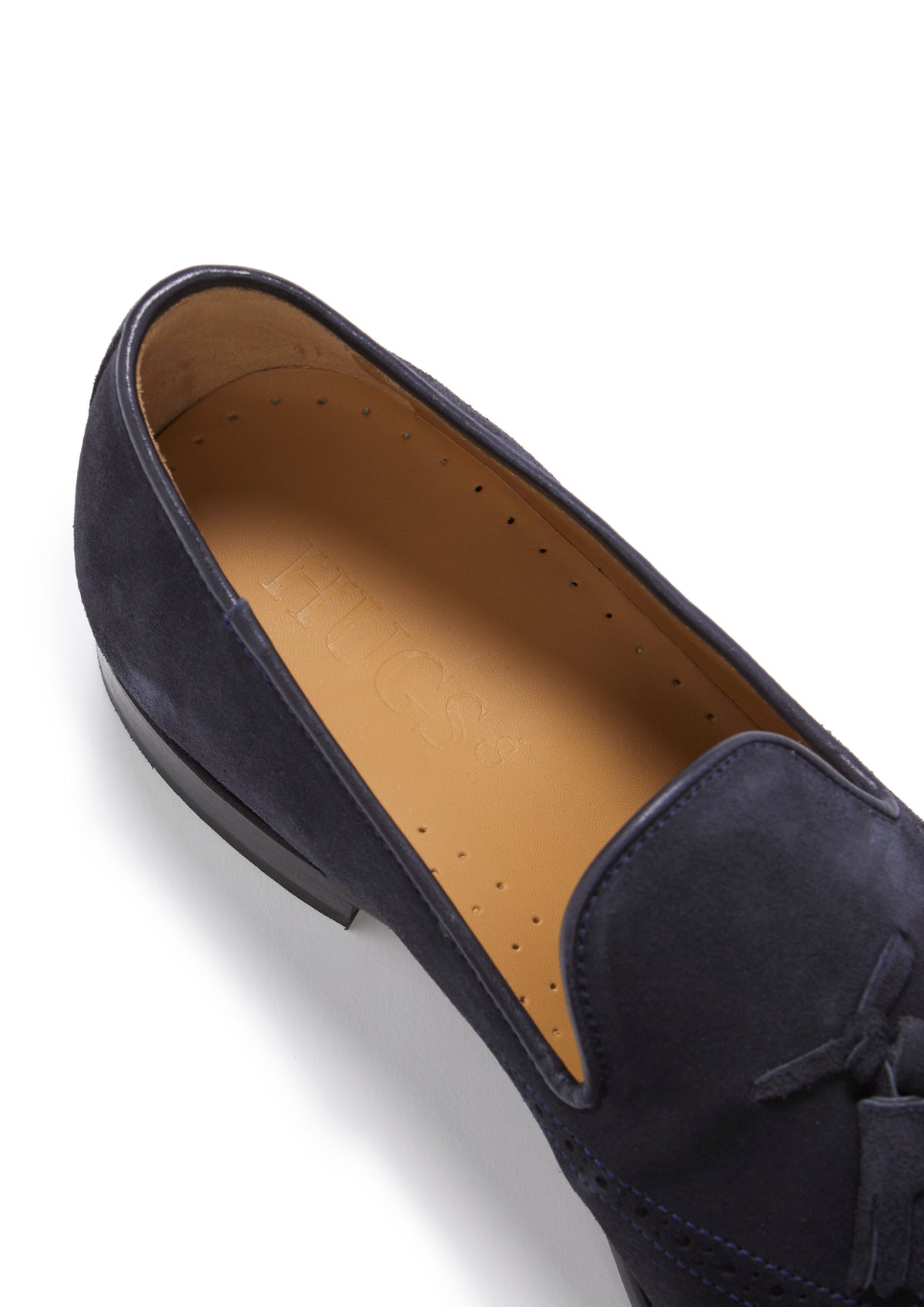 Navy Blue Suede Tasselled Brogues, Welted Leather Sole