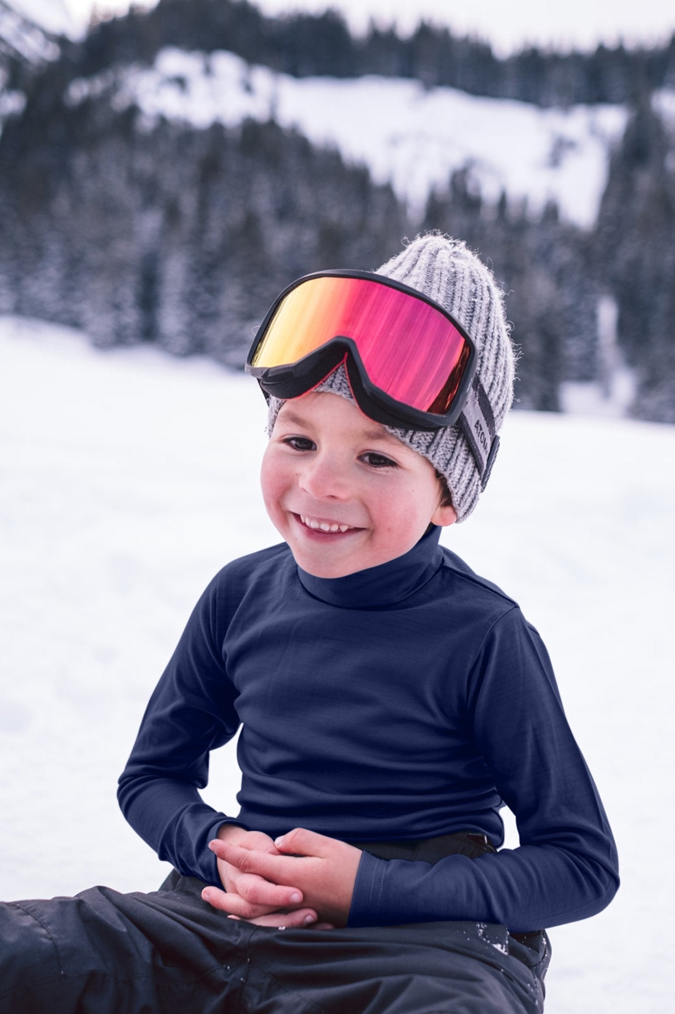 Merino Polo Neck, French Navy