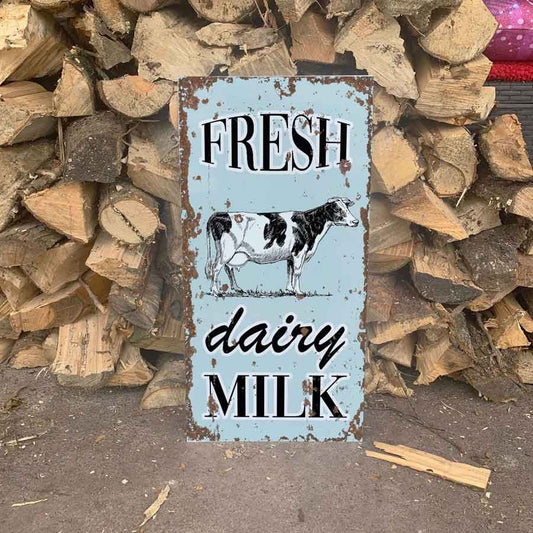 Fresh Dairy Milk Metal Wall Sign