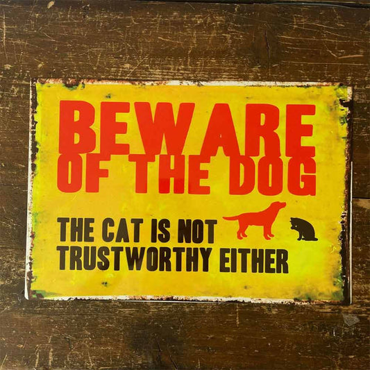 Rusty Distressed Effect Metal Beware of Dog Sign