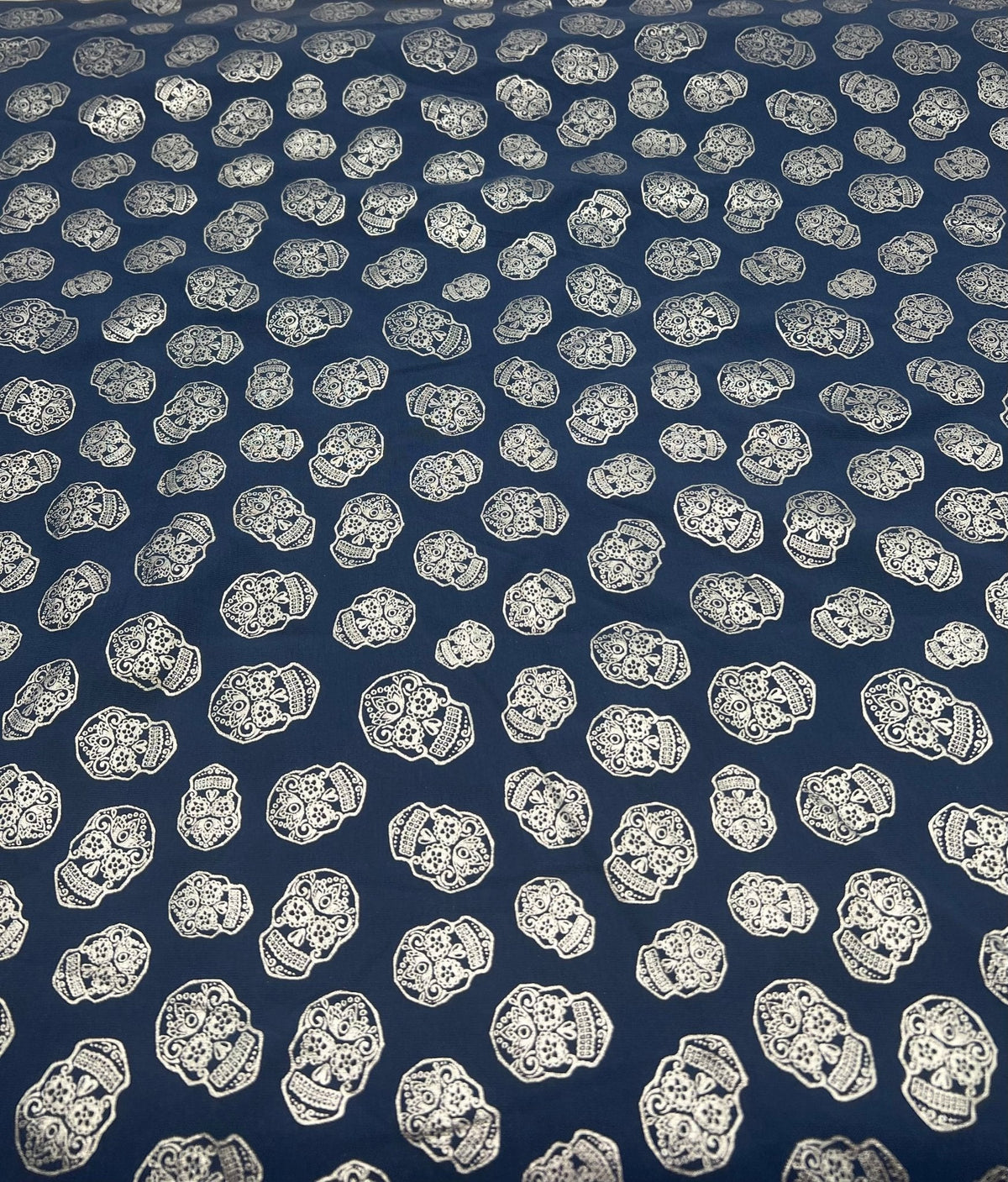 Metallic Skulls Cotton Stretch Jersey Halloween 200 GSM 95/5 Lycra 4 Way Stretch