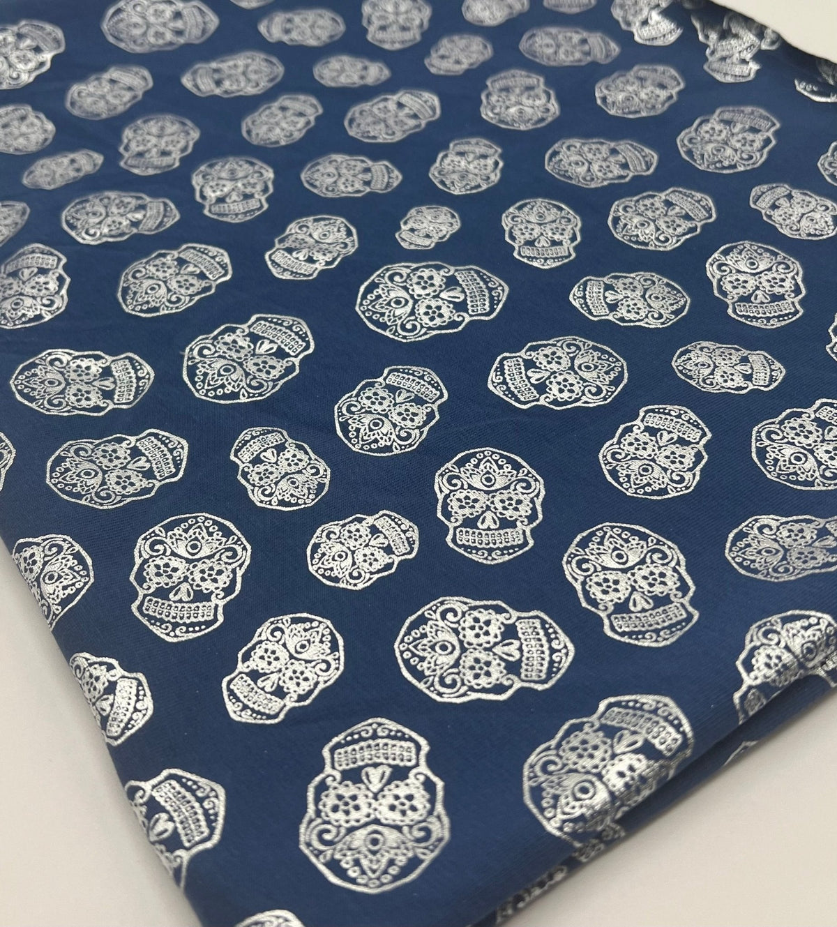 Metallic Skulls Cotton Stretch Jersey Halloween 200 GSM 95/5 Lycra 4 Way Stretch