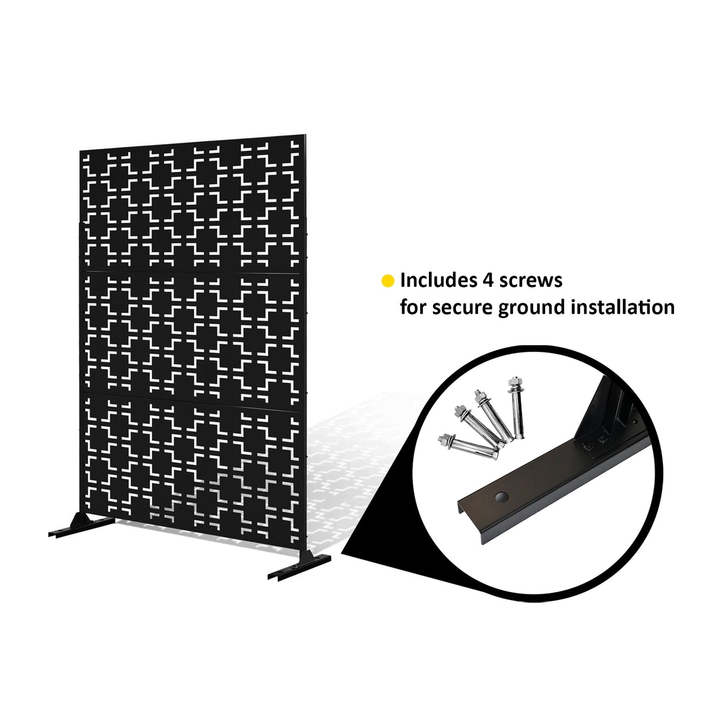Metal Indoor/Outdoor Privacy Screen with Stand 120cm x 180cm - Squares