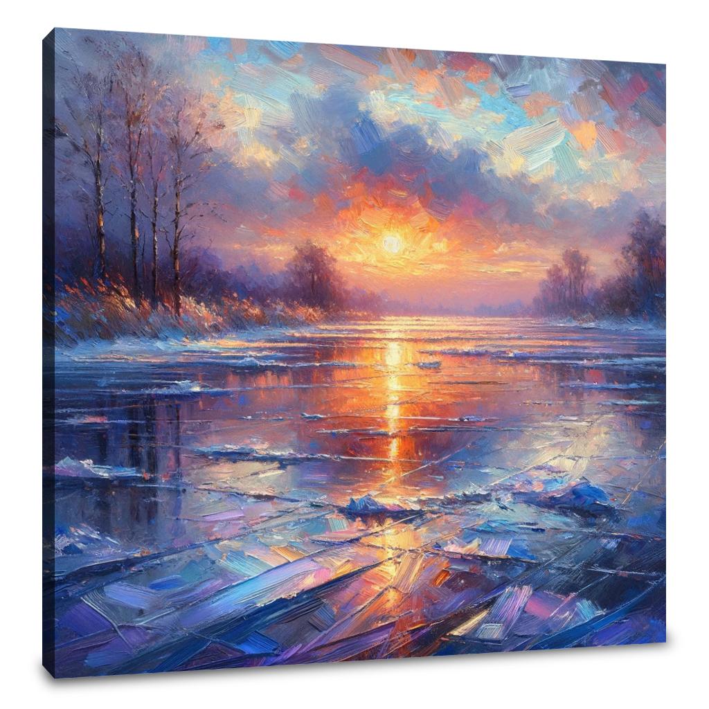 Sunset Serenity on Ice Canvas