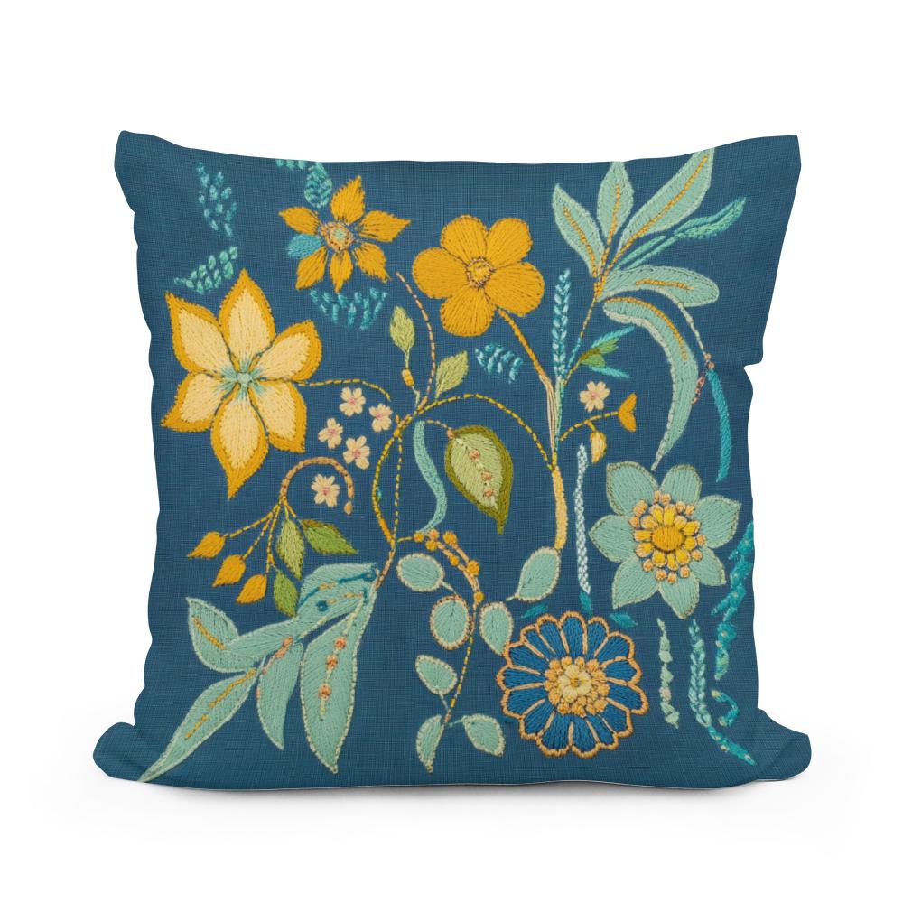 Blue Blossom Cotton Cushion