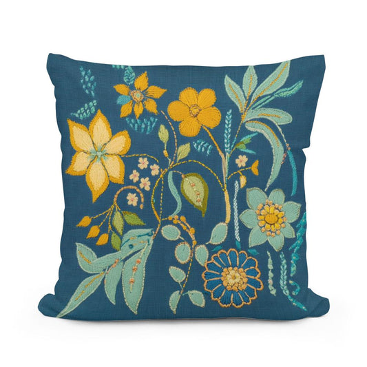 Blue Blossom Cotton Cushion
