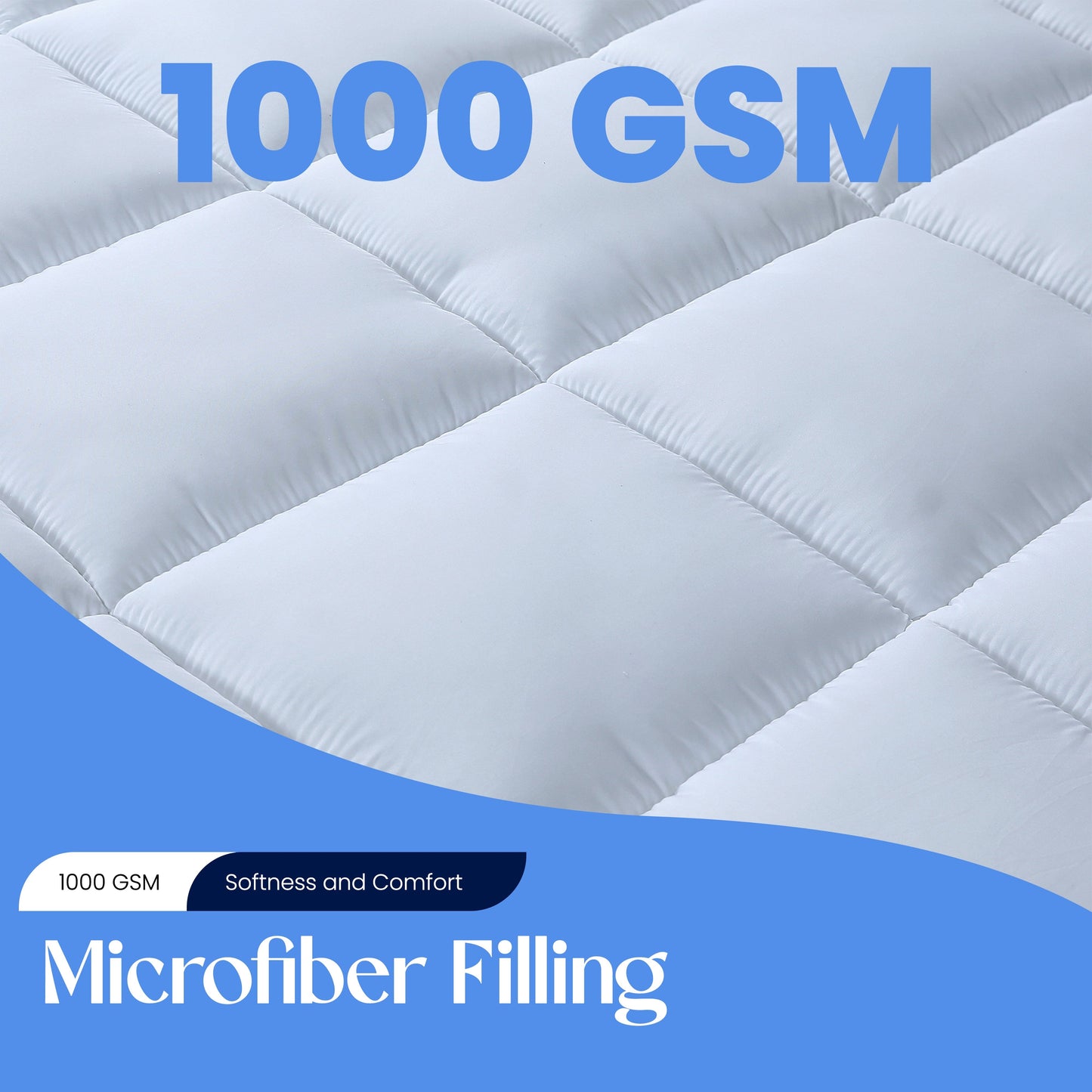 Microfibre Mattress Topper Heavy Fill Extra Deep Super Soft Anti-Allergy Bed Topper for Ultimate Comfort by OLIVIA ROCCO