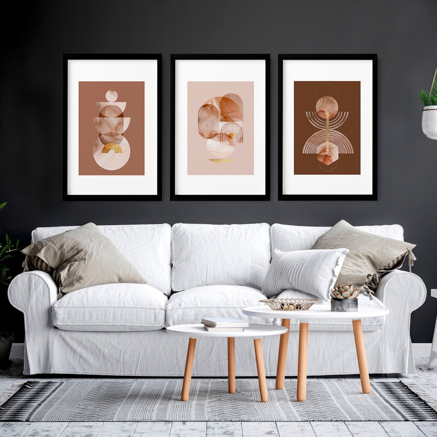 Mid century modern artwork | set of 3 framed wall art prints