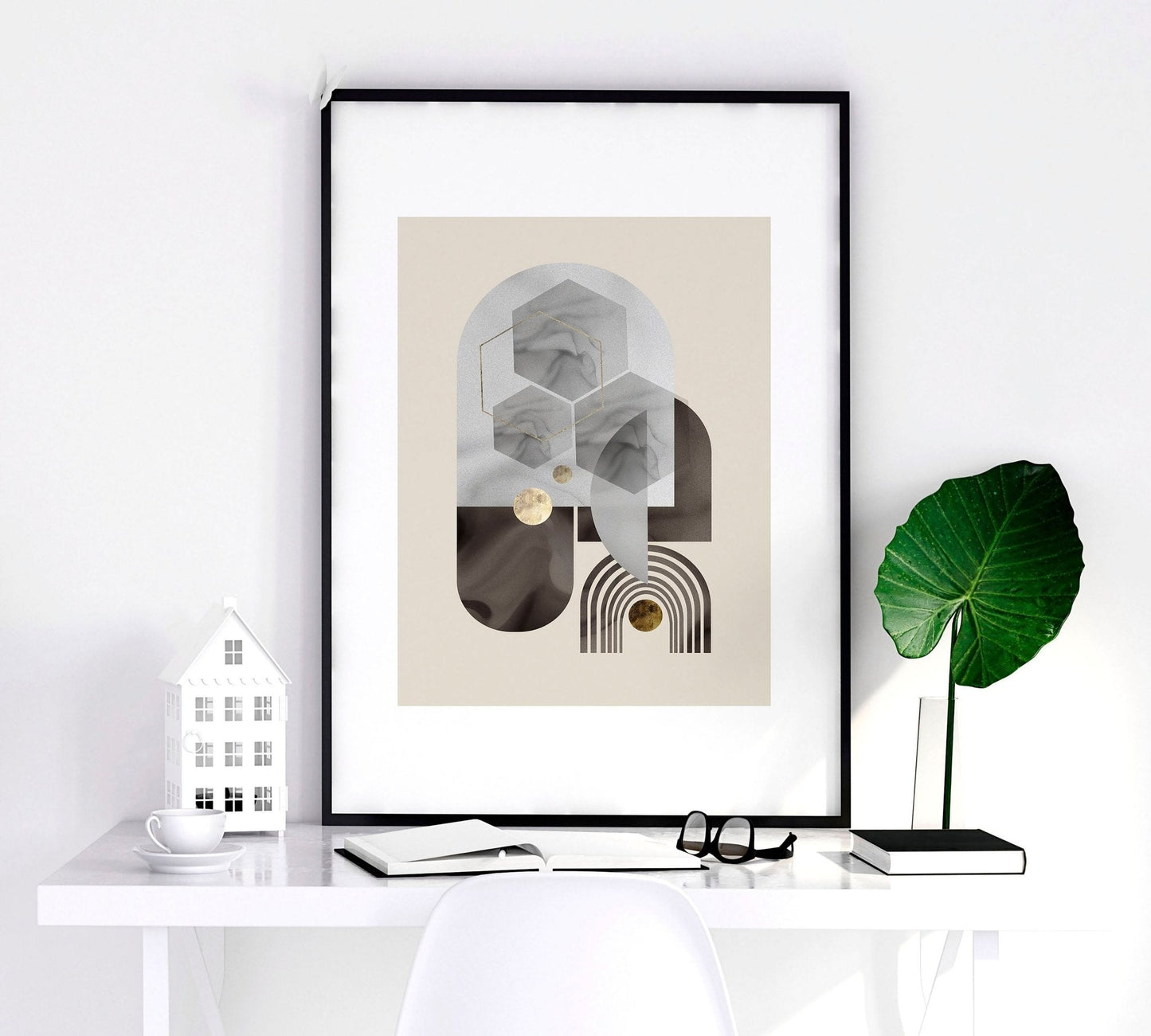 Wall art neutral | set of 3 framed wall art prints