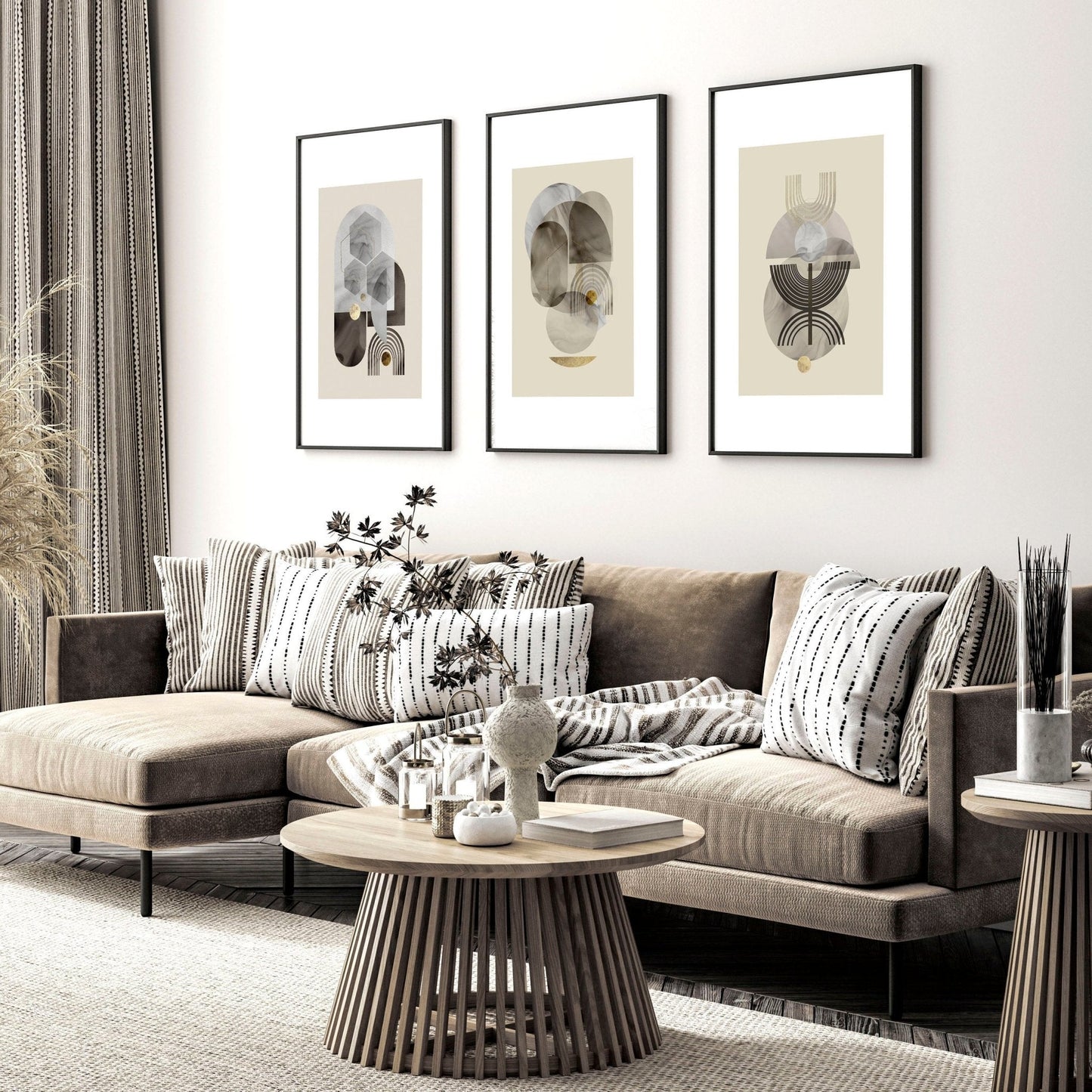 Wall art neutral | set of 3 framed wall art prints