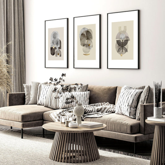 Wall art neutral | set of 3 framed wall art prints