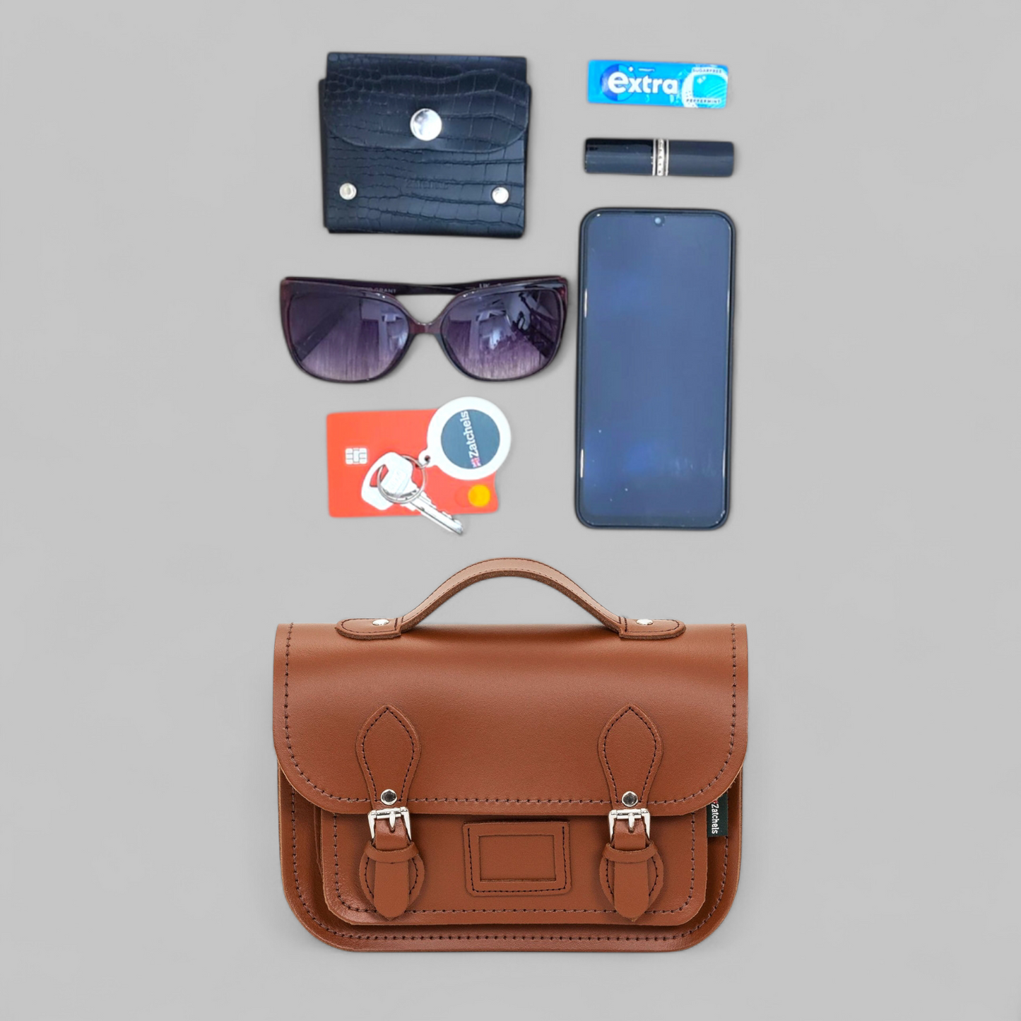 Union Jack Midi Satchel - Ghost Grey