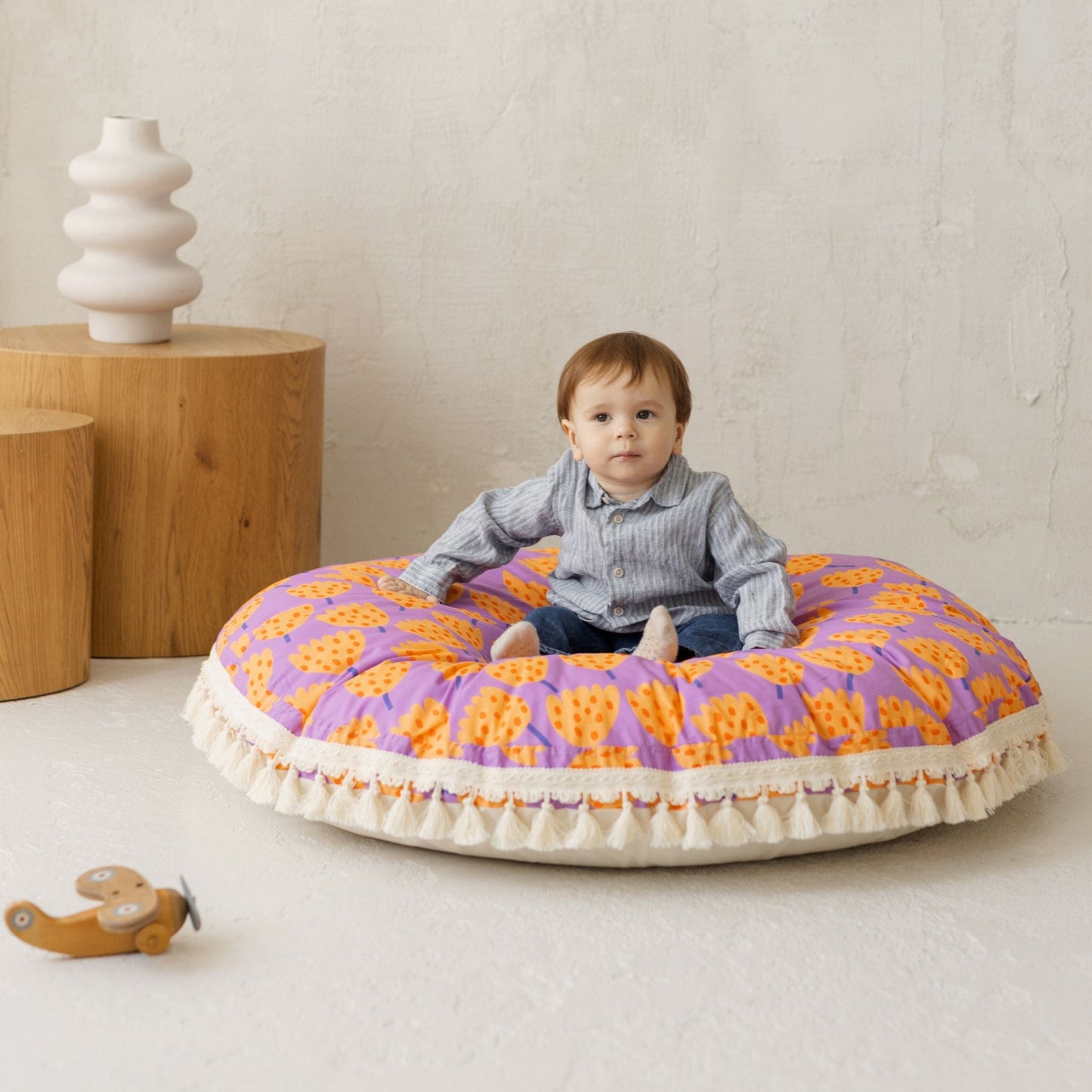MINICAMP Large Kids Floor Cushion in Vibrant Tulip Pattern