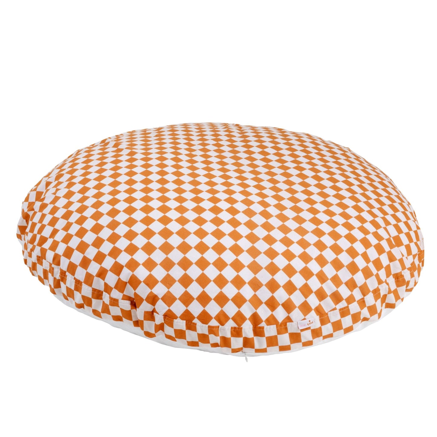 MINICAMP Checkered Large Kids Floor Cushion in Off-white and Orange