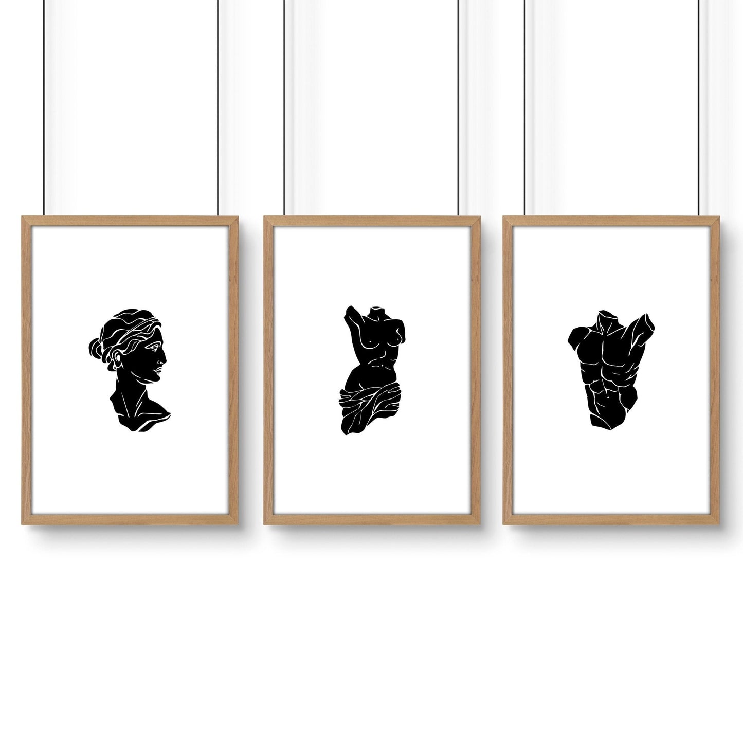 Minimalist Decor Bedroom | Set of 3 Sculpture Wall art Prints