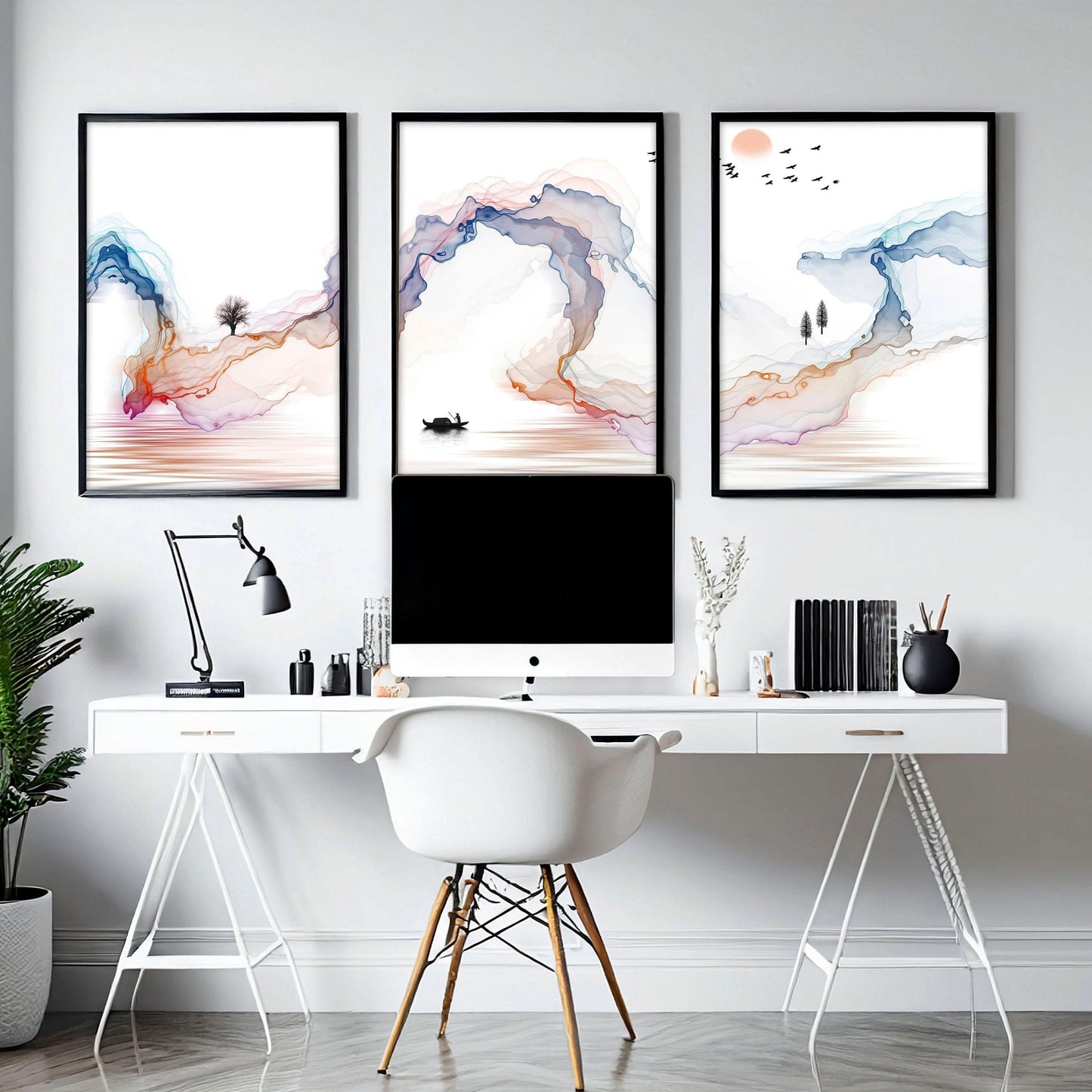 Minimal wall art | set of 3 Japanese wall art