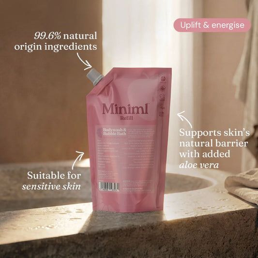 Miniml Pink Grapefruit + Aloe Vera Bodywash & Bubble Bath 1L Refill