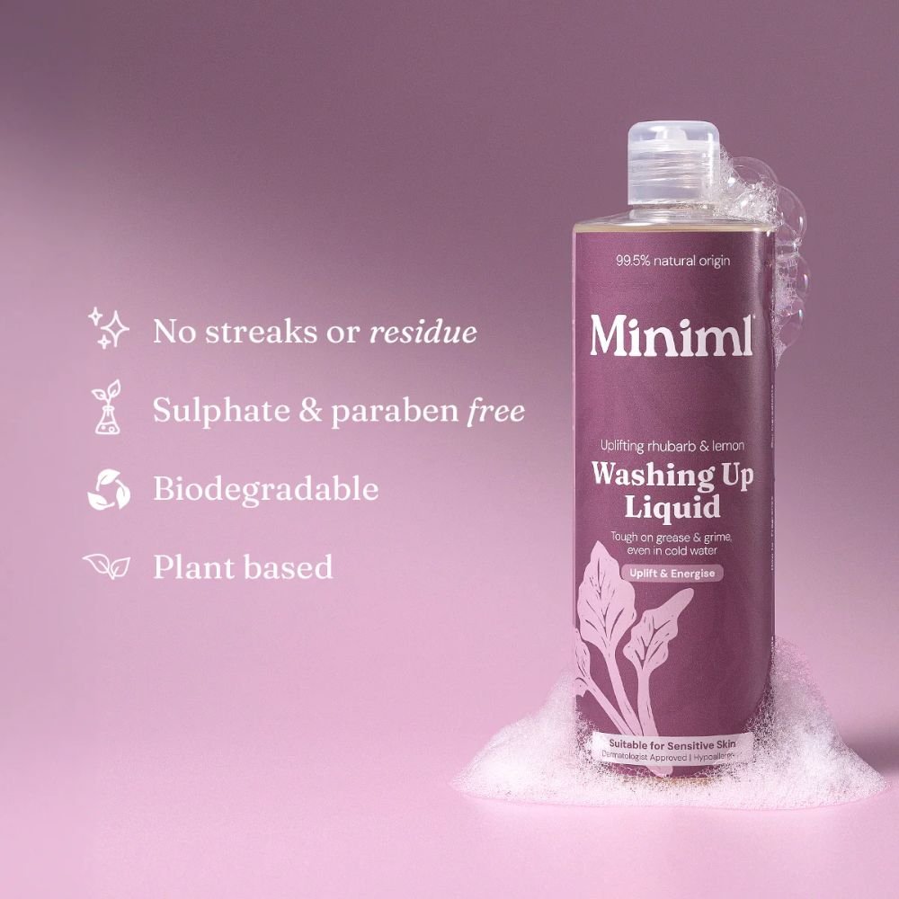 Miniml Wild Rhubarb + Lemon Washing Up Liquid 1L Refill | Powerful and Gentle