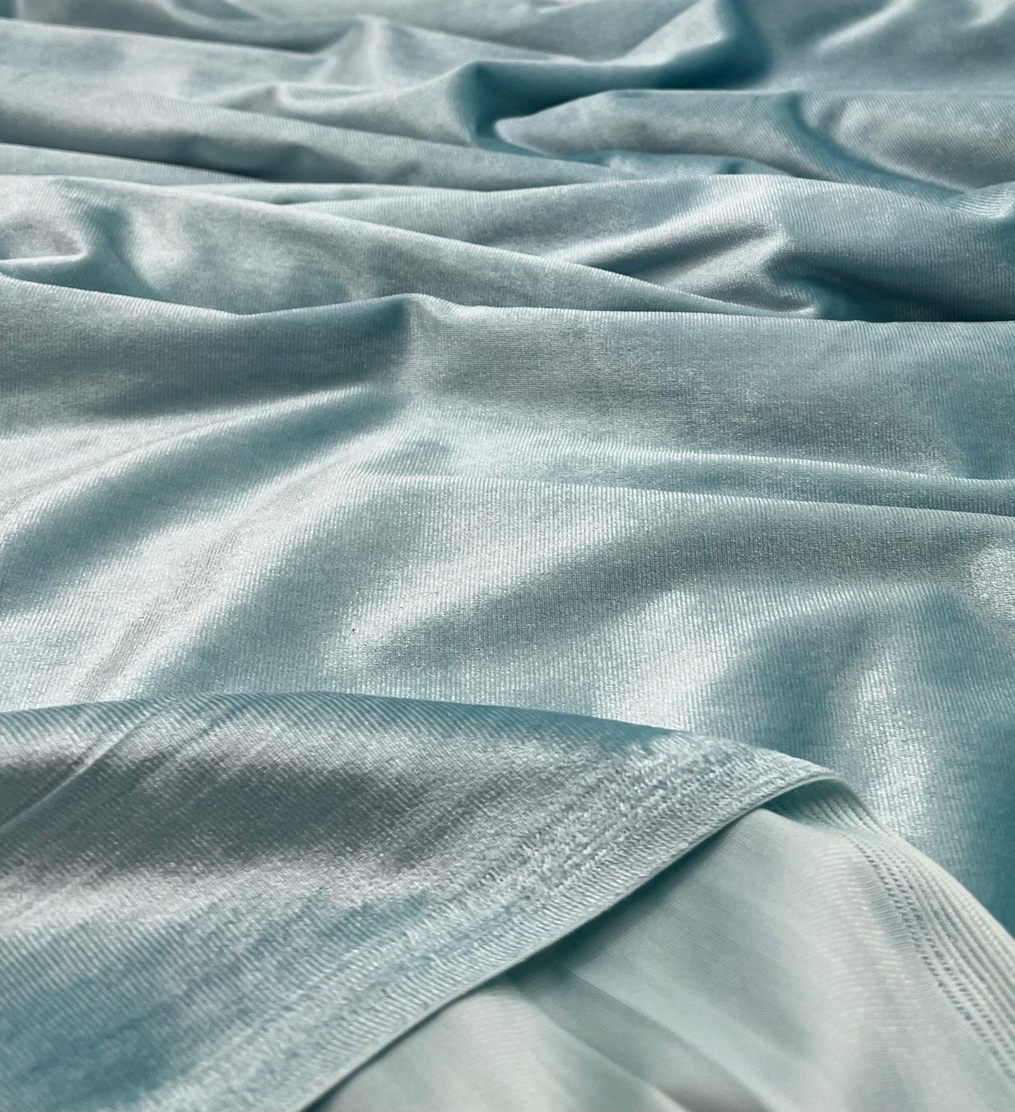Mint Green Plain Velour Spandex Stretch Fabric