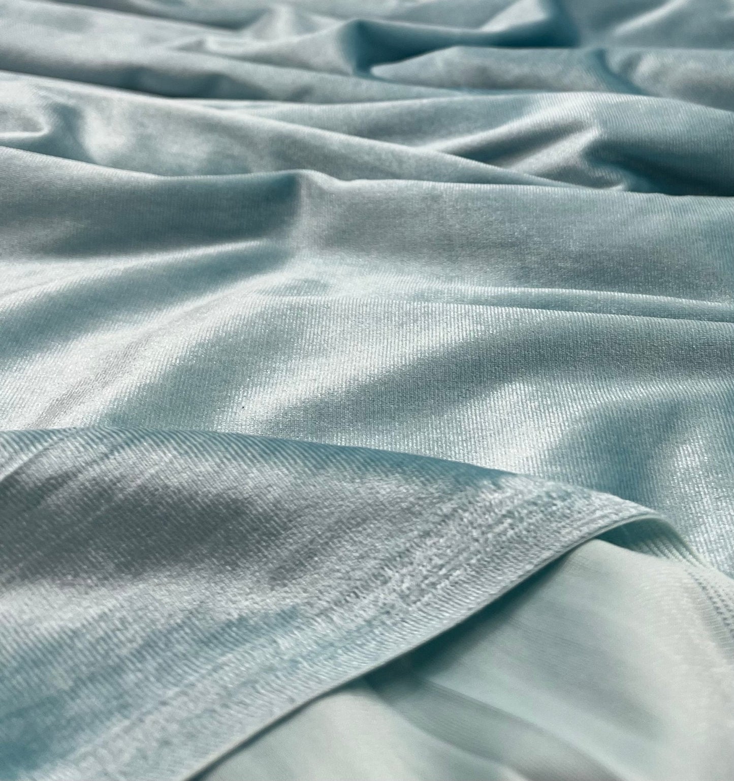 Mint Green Plain Velour Spandex Stretch Fabric