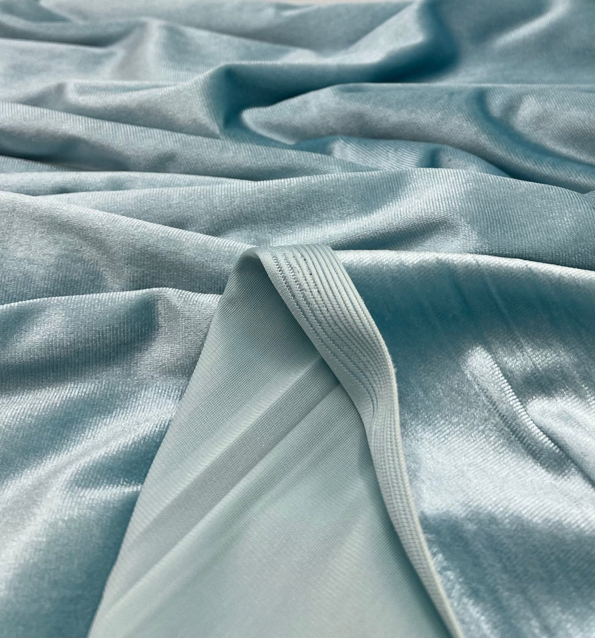 Mint Green Plain Velour Spandex Stretch Fabric