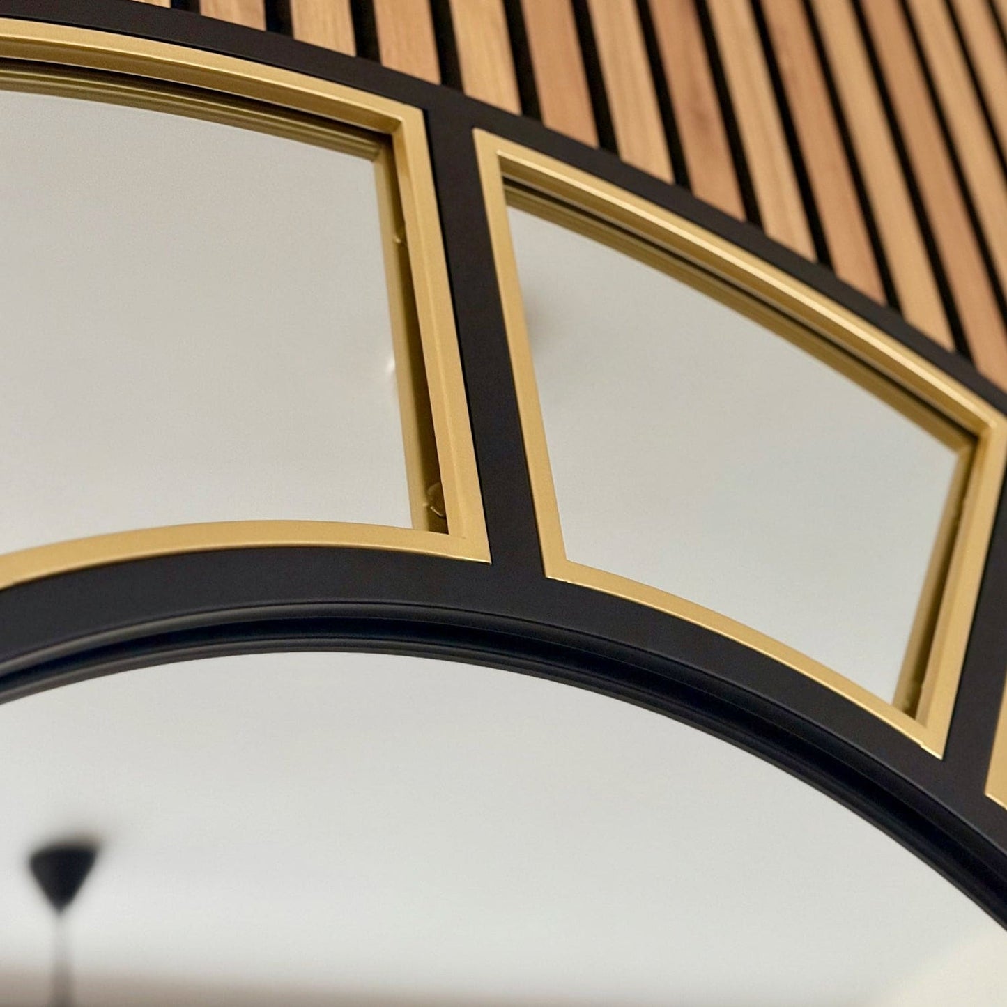 Mio - Black & Gold Metal Arched Window Mirror - 95cm x 120cm