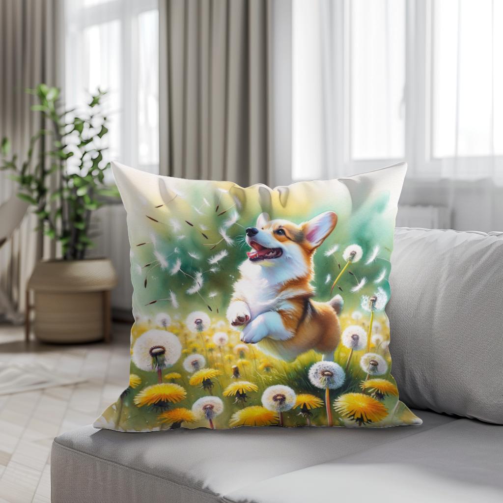 Corgi Whimsy Cotton Cushion