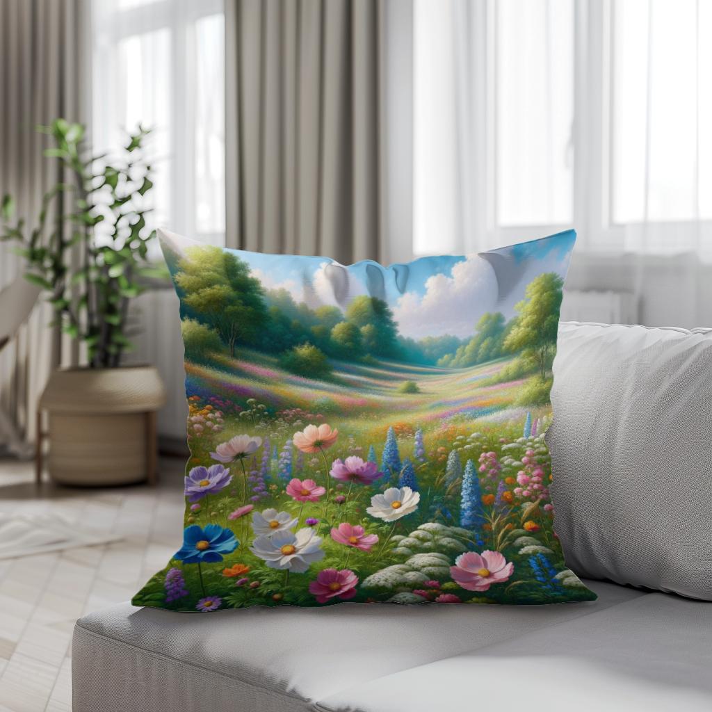 Spring Meadow Bliss Cotton Cushion