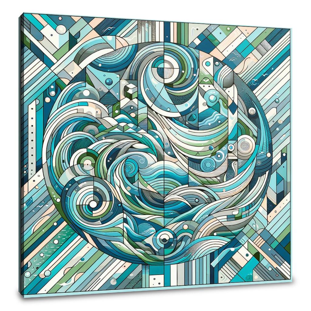 Aquatic Harmony Geometric Dance Canvas