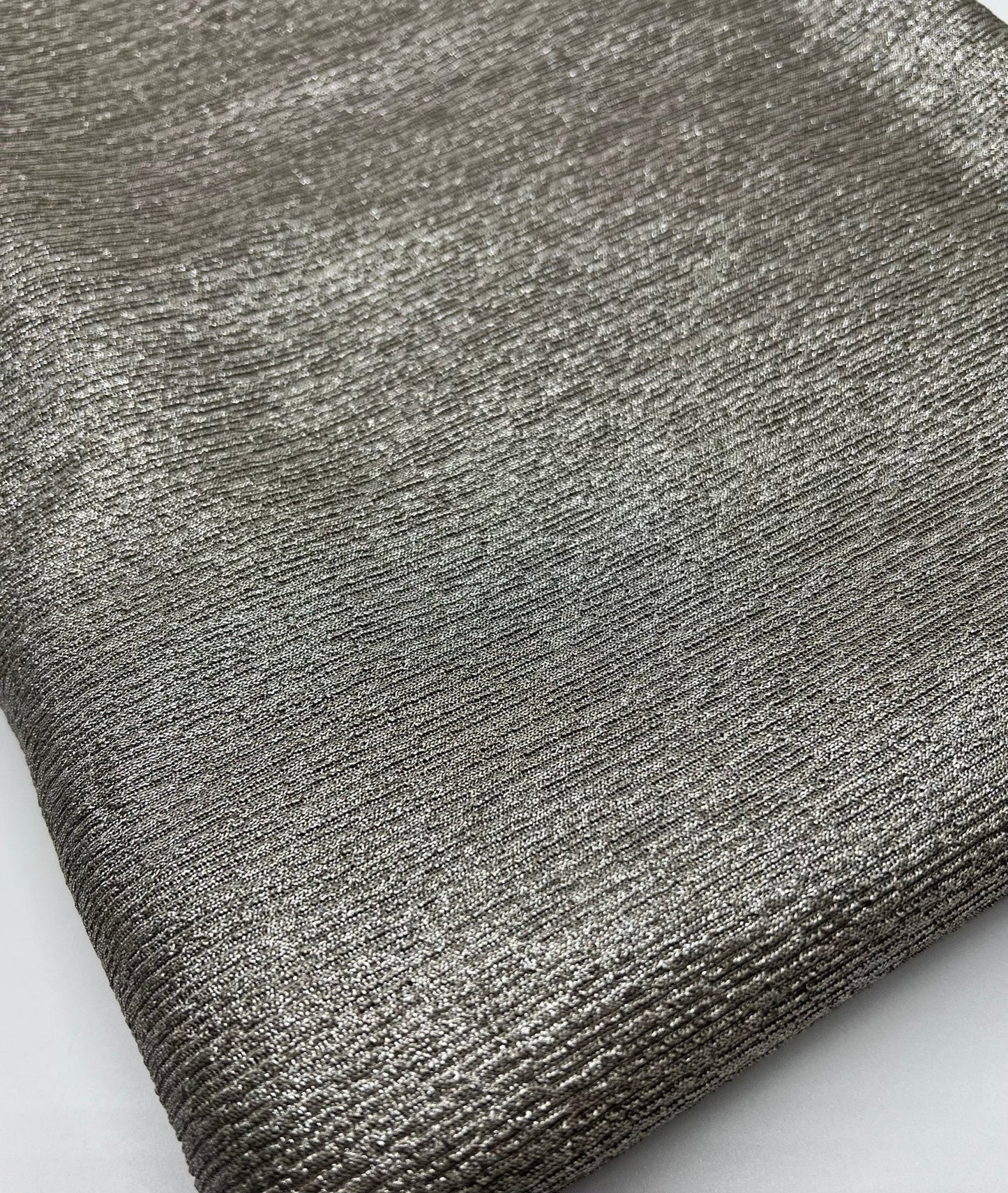 Mocha Silver Metallic Foil Rib Fabric