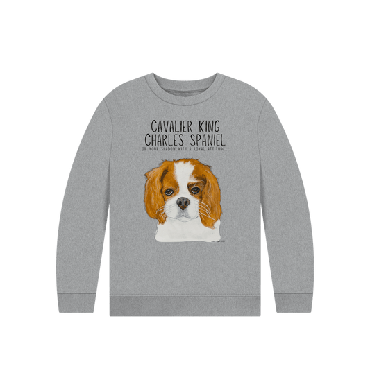 Royal Shadows & Snack Time: Eco Kids Sweatshirt with Cavalier Charm