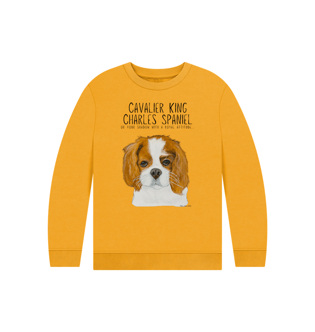 Royal Shadows & Snack Time: Eco Kids Sweatshirt with Cavalier Charm