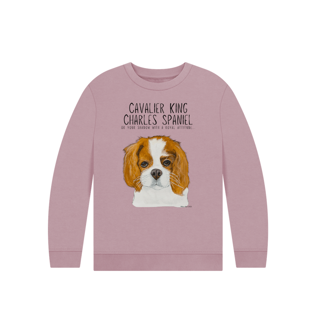 Royal Shadows & Snack Time: Eco Kids Sweatshirt with Cavalier Charm
